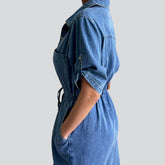 Vestido vaquero fino con cordones